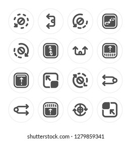 16 Orbit, Cycle, Drag, Maximize, Upward, Upward modern icons on round shapes, vector illustration, eps10, trendy icon set.