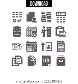 16 organize vector icon set with archive, file, database and archives icons for mobile and web