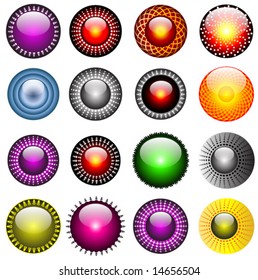 16 original shiny button design set