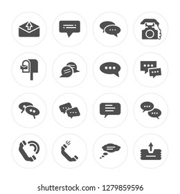 16 Outbox, Chat, Phone call, Mailbox, Chat modern icons on round shapes, vector illustration, eps10, trendy icon set.