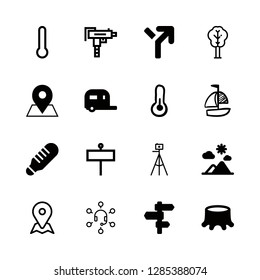16 outdoor icons with landscape and divarication in this set