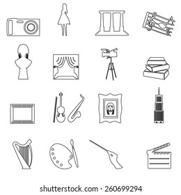 16 outline art vector icons set eps10