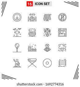 16 Outline concept for Websites Mobile and Apps rip; bats; dinner; roza; fasting Editable Vector Design Elements