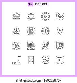 16 Outline concept for Websites Mobile and Apps loss; balance; direction; messaging; message Editable Vector Design Elements
