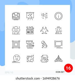 16 Outline concept for Websites Mobile and Apps bats; sign; arrows; information; help Editable Vector Design Elements