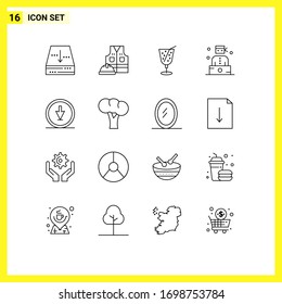 16 Outline concept for Websites Mobile and Apps down; arrow; beach; thief; criminal Editable Vector Design Elements