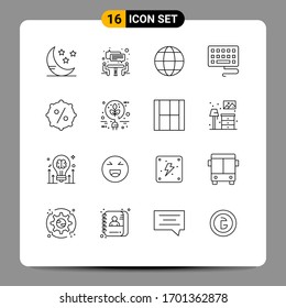 16 Outline concept for Websites Mobile and Apps energy; bio; geography; sale; discount Editable Vector Design Elements