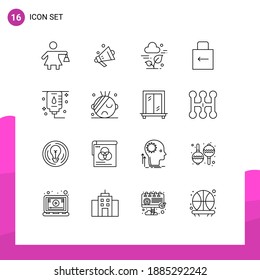 16 Outline concept for Websites Mobile and Apps interior; hospital; leaf; healthcare; lock pad Editable Vector Design Elements