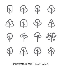 16 Outline of tree icon set