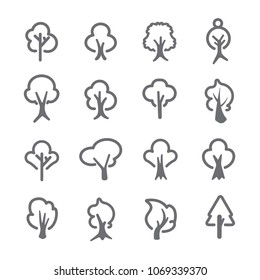 16 Outline of tree icon set