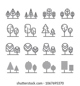 16 Outline of tree icon set,Forest icon set