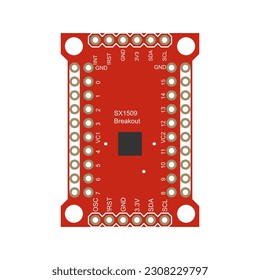 16 Output IO Expander Circuit Board - SX1509 Vector Illustration - Unlocking Expanded Input Output Capabilities in a Visually Stunning Design