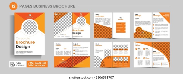 A 16 page brochure for a company. A multi-page company profile. Annual report, brand guide template, trifold brochure, bifold brochure, catalog design, business infographic, portfolio design.