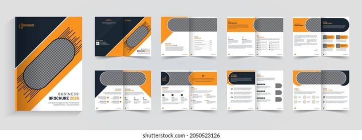 16 Seiten saubere und einfache Mehrzweck-Broschüre, kreatives minimalistisches Template-Layout, Jahresbericht-Design-Vektorgrafik, modernes Unternehmensprofil