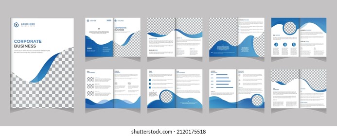 16 page corporate business brochure template, Company Profile,  modern layout, Business Proposal and presentations or Annual report design