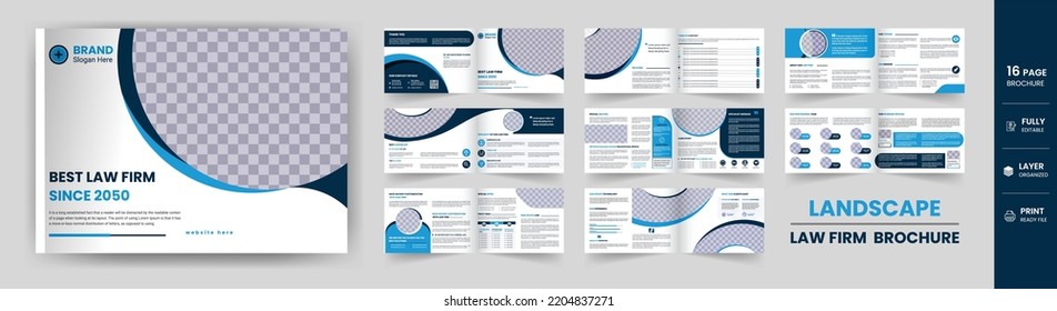 16 Page corporate law Firm service consultation business landscape company profile report template design 