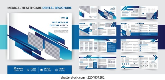 16 Page landscape medical health care dental corporate business brochure and annual report design