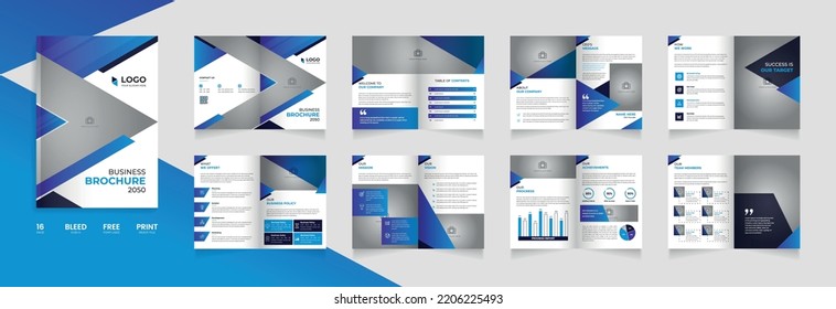 16 Pages Brochure Template With Creative Shape Brochure Template Design