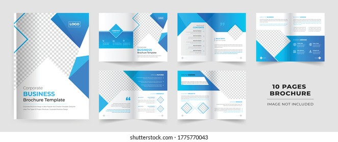 16 Pages Business Brochure with modern abstract design. Use for marketing,print,and business presentations and Multi Purpose. - Vector