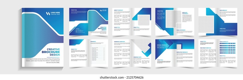 16 pages business brochure template, corporate brochure or booklet design, 16 Pages Creative Business Brochure with modern abstract