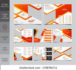 16 Pages Creative multipurpose Brochure template design with A4 Page Easy to edit magazine cover page design Use for marketing, print, annual report and business presentations and Multipurpose