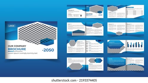 16 pages landscape company profile brochure design or multipage brochure template design