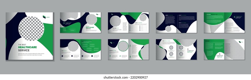 
16 Pages Medical Square Bifold Brochure Template Design