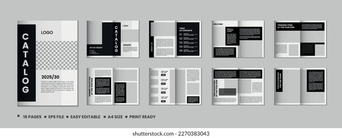 16 Pages product catalog, company profile, proposal, portfolio, magazine, annual report, a4 size template design
