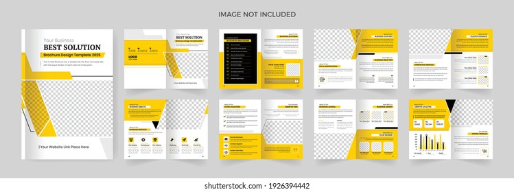 16 pages Professional corporate business brochure or booklet template, multi-page brochure design.