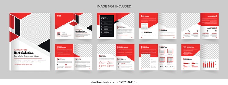 16 Pages Professional Corporate Business Brochure Or Booklet Template, Multi-page Brochure Design.