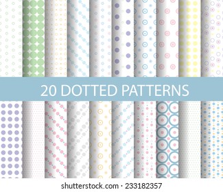 16 pastel dotted  seamless  patterns, Pattern Swatches, vector, Endless texture can be used for wallpaper, pattern fills, web page,background,surface