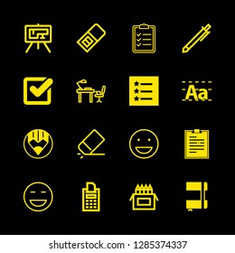 16 pencil icons with eraser and compose in this set