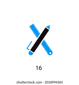 16 vectores de iconos de lápiz y escala 