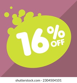 16% per center, percentage number in a colored circle, promotion, big sale, colorful background