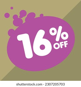 16% per center, percentage number in a colored circle, promotion, big sale, colorful background