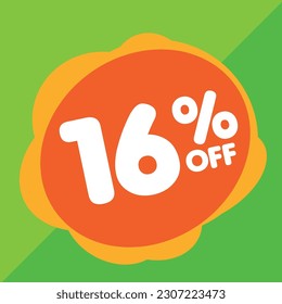 16% per center, percentage number in a colored circle, promotion, big sale, colorful background