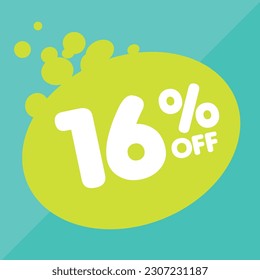 16% per center, percentage number in a colored circle, promotion, big sale, colorful background