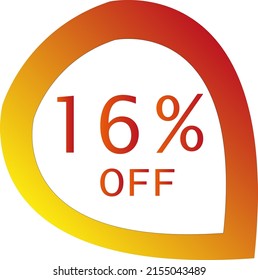 16% de descuento con formato de círculo vectorial fuera de naranja