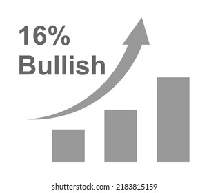 16% percentage bullish on the market icon.
nice font and beautiful gray color on white background,for a bullish market sign label.