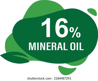 16 percentage mineral oil wonderfull rounded shape design element vector illustration for promo sign label on white background with fantastic font and white color