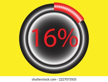 16 percents pie chart infographic elements. 18% percentage infographic circle icons.