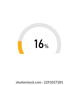 16 percent,semicircle shape percentage diagram symbol,transparent background.