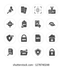 16 Person, Cookie, GDPR, Search, Home, Lock, Photo modern icons on round shapes, vector illustration, eps10, trendy icon set.