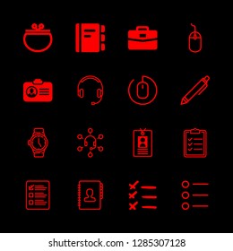 16 personal icons with wallet of rounded female design and id card in this set