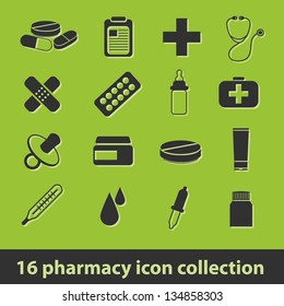 16 pharmacy icon collection