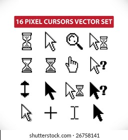 16 pixel cursors - vector set