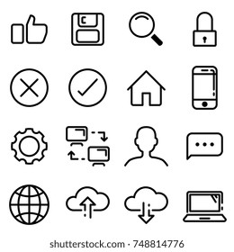 16 pixel perfect line icon set, 64x64 pixels vector graphic illustration design.