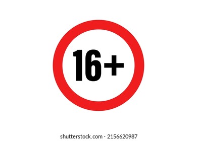 16 plus, Age restriction sign. Vector illustration