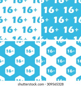 16 plus patterns set, simple and hexagon, blue and white