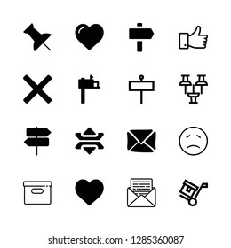 16 post icons with push pin and sign in this set